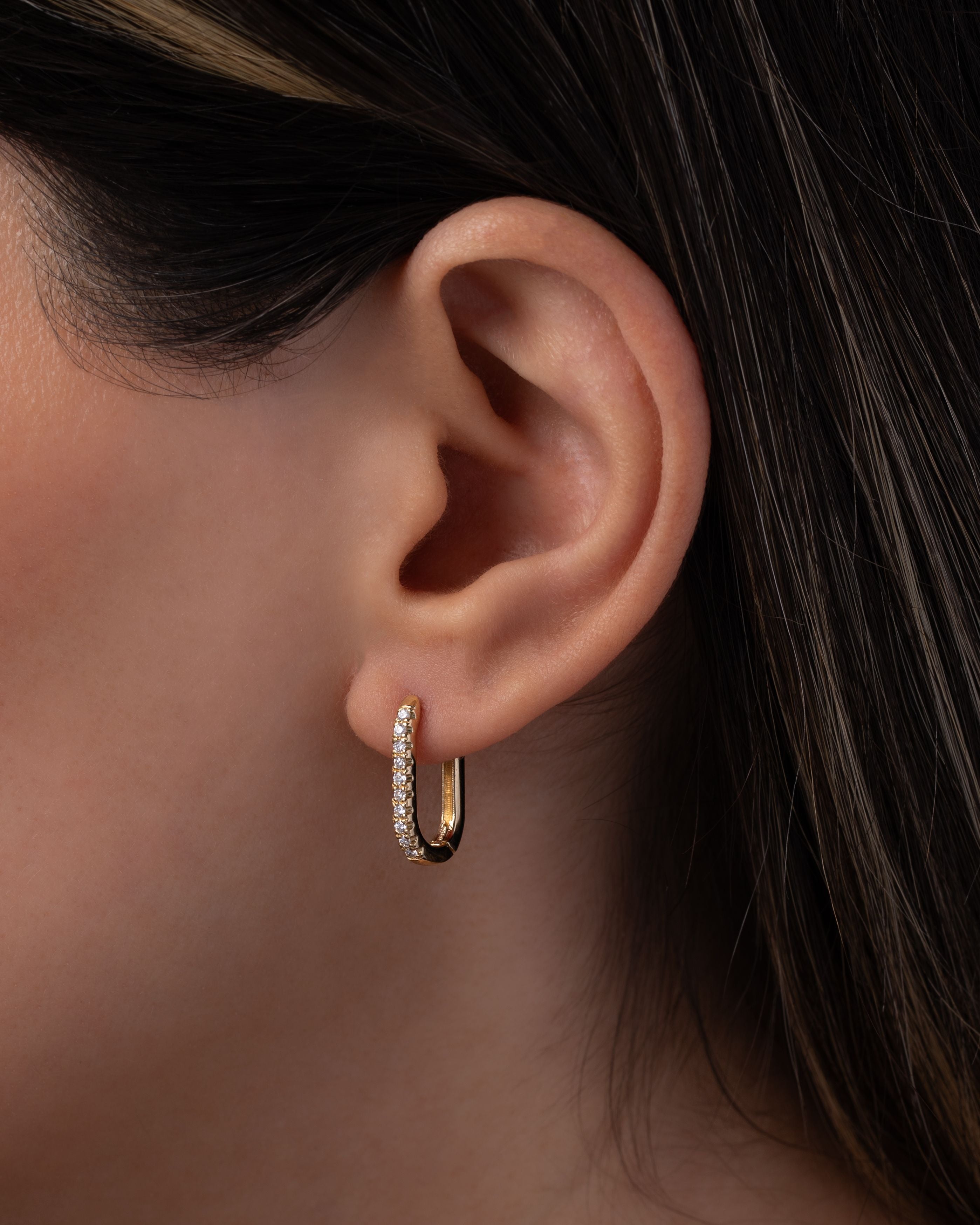 Diamond Oval Hoop Earrings Hoops & Huggies Zoe Lev Jewelry