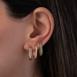 Emerald Oval Hoop Earrings SAMPLE SALE Zoe Lev Jewelry