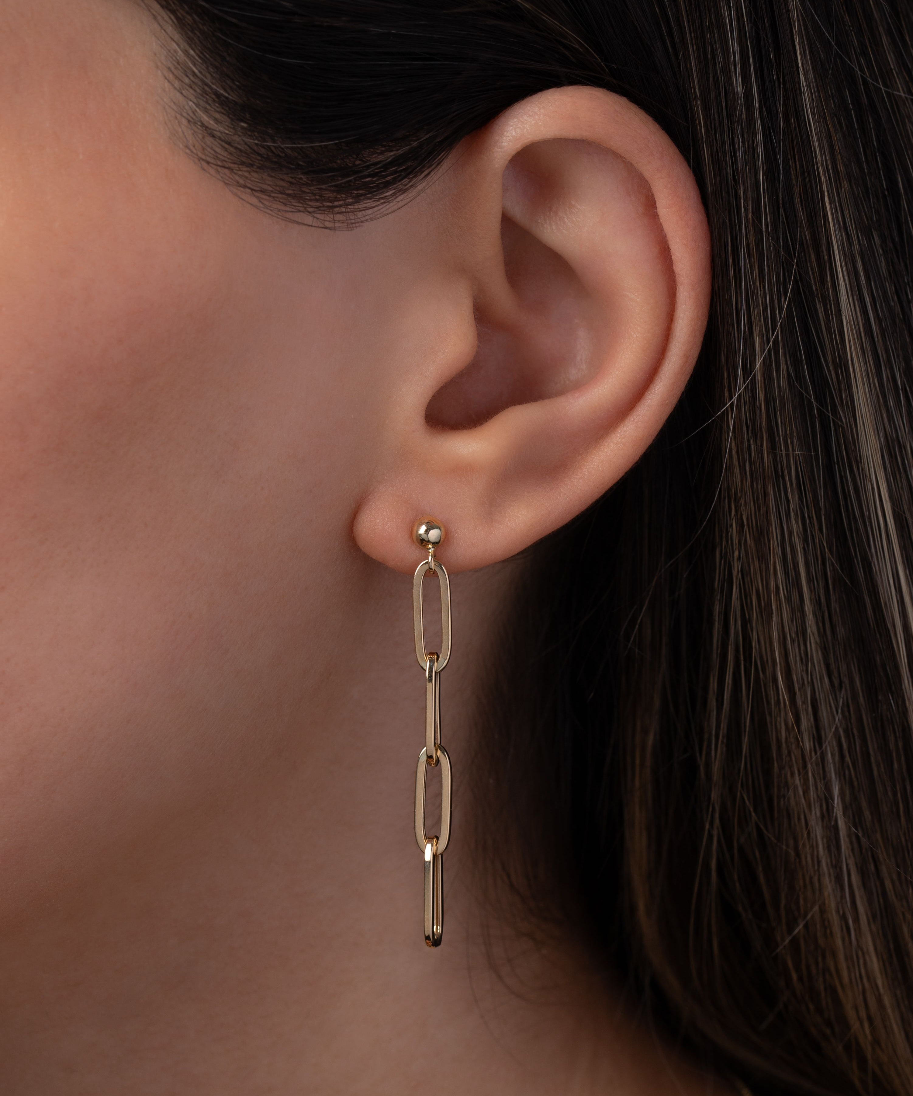 14K Gold Paper Clip Chain Stud Earrings Studs Zoe Lev Jewelry