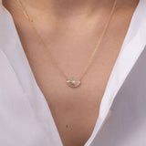 14K Gold Diamond Ribbed Evil Eye Necklace Zoe Lev Jewelry