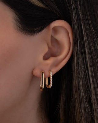 14k Gold Thick Oval Hoop Earrings