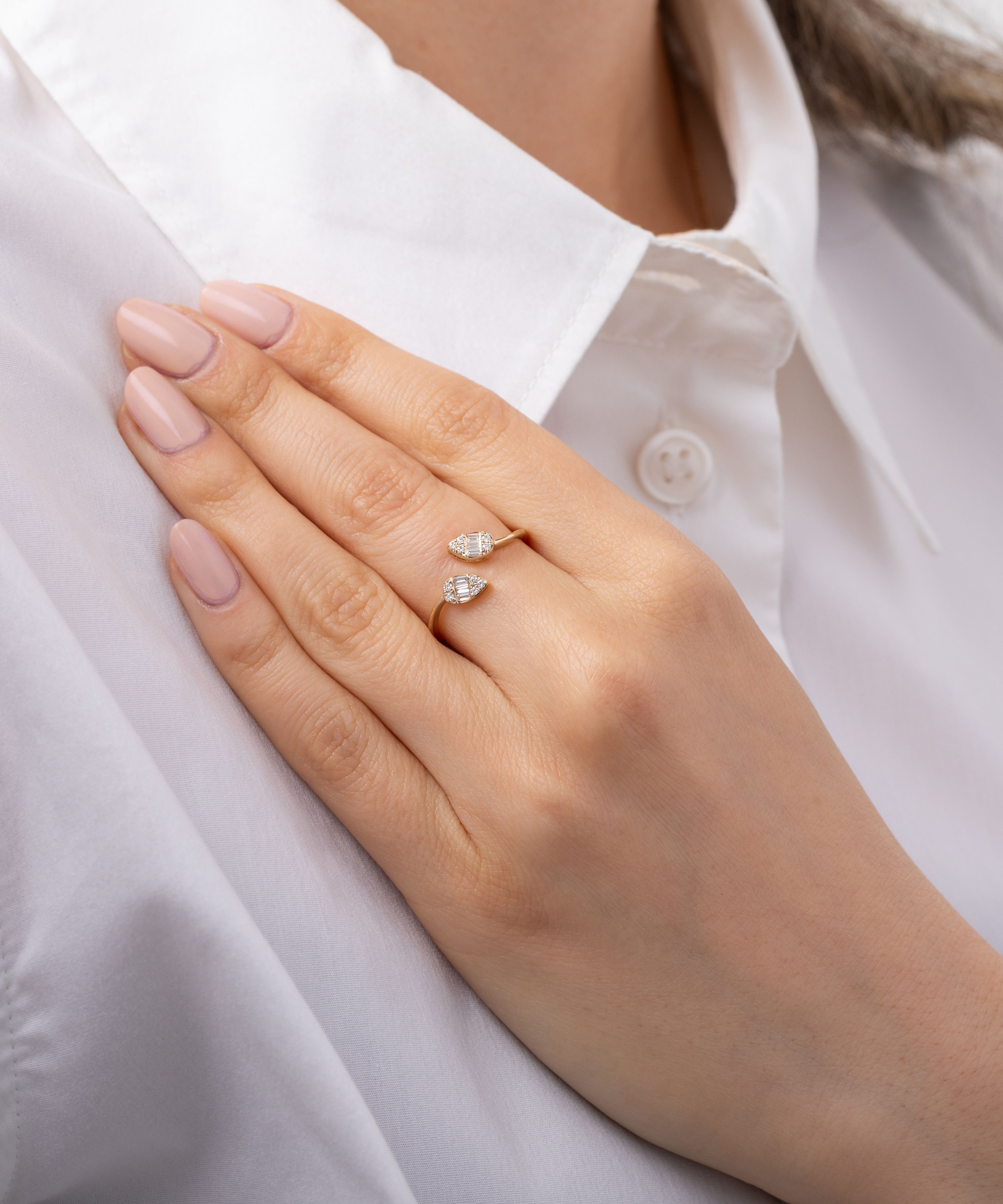 Diamond Leaf Cuff Ring SAMPLE SALE Zoe Lev Jewelry