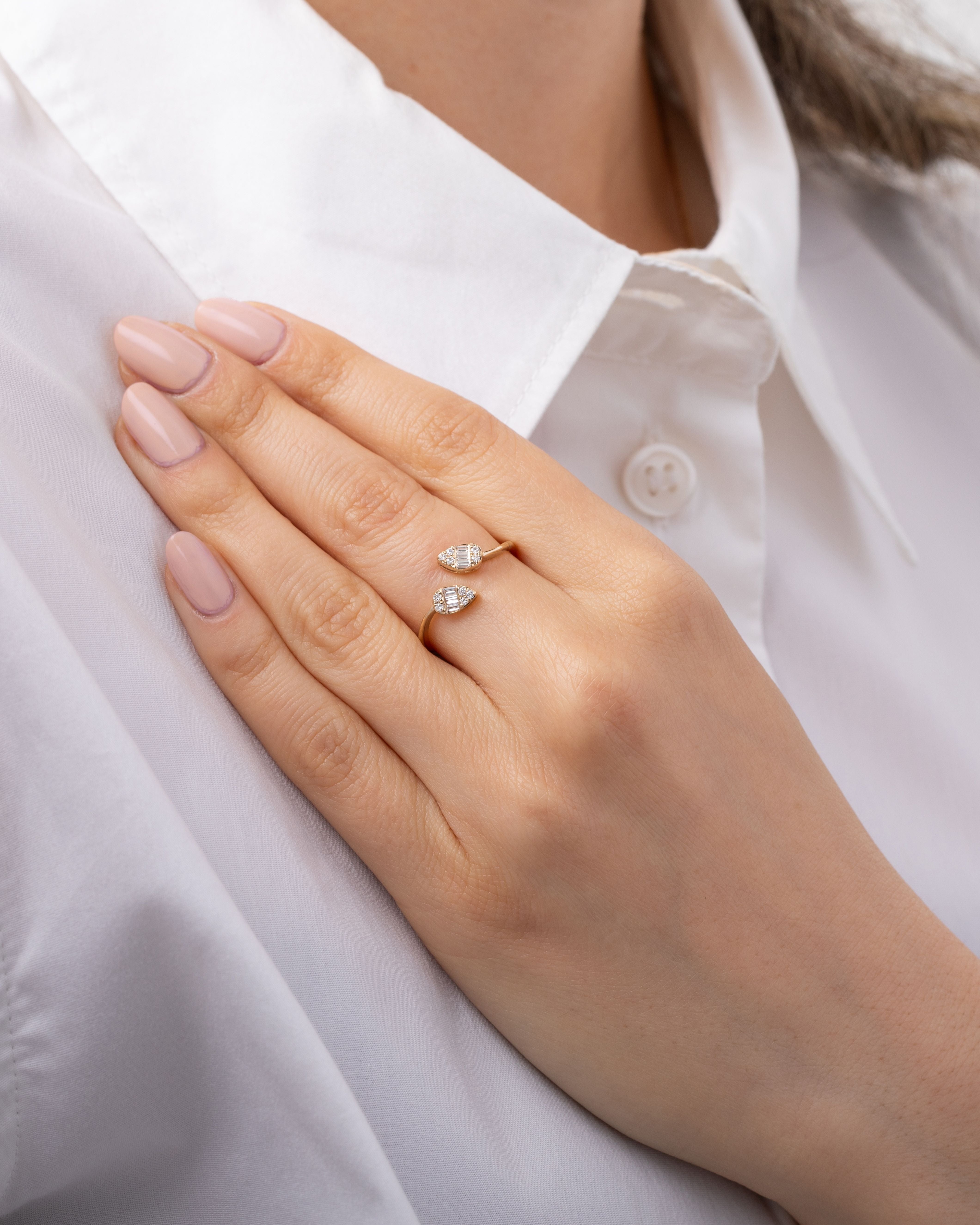 Diamond Leaf Cuff Ring SAMPLE SALE Zoe Lev Jewelry