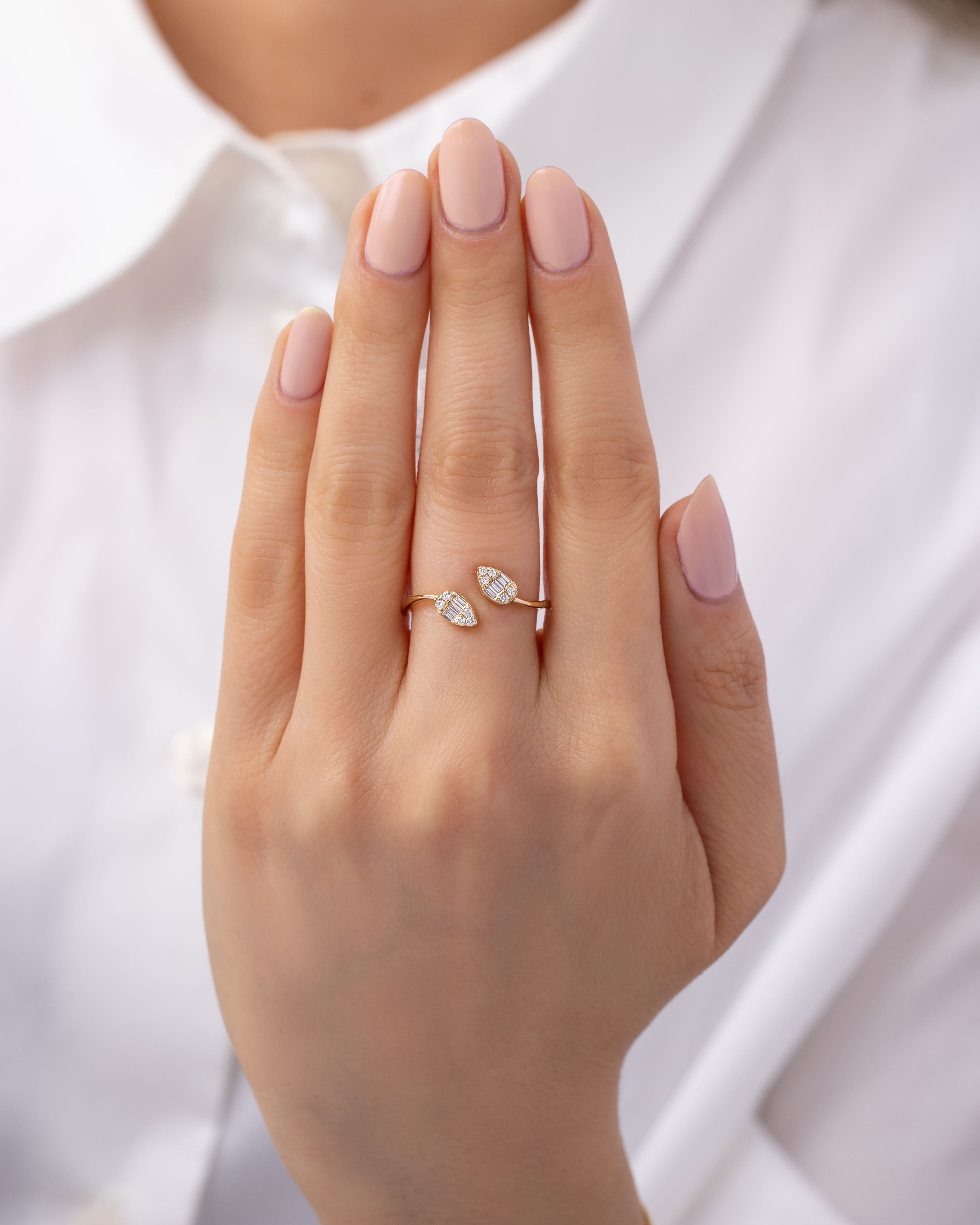 Diamond Leaf Cuff Ring SAMPLE SALE Zoe Lev Jewelry