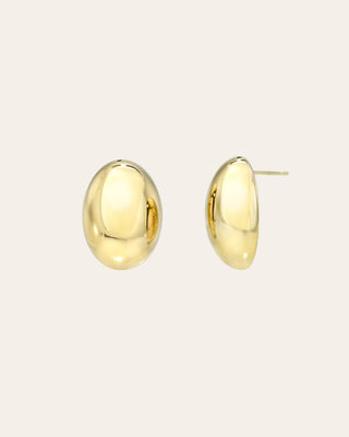 14K Gold Half Dome Stud Earrings