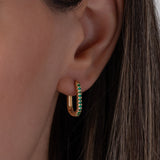 Emerald Oval Hoop Earrings SAMPLE SALE Zoe Lev Jewelry