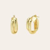 14K Gold Double Twist Oval Hoop Earrings Zoe Lev Jewelry