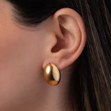 14K Gold Half Dome Stud Earrings - Pair