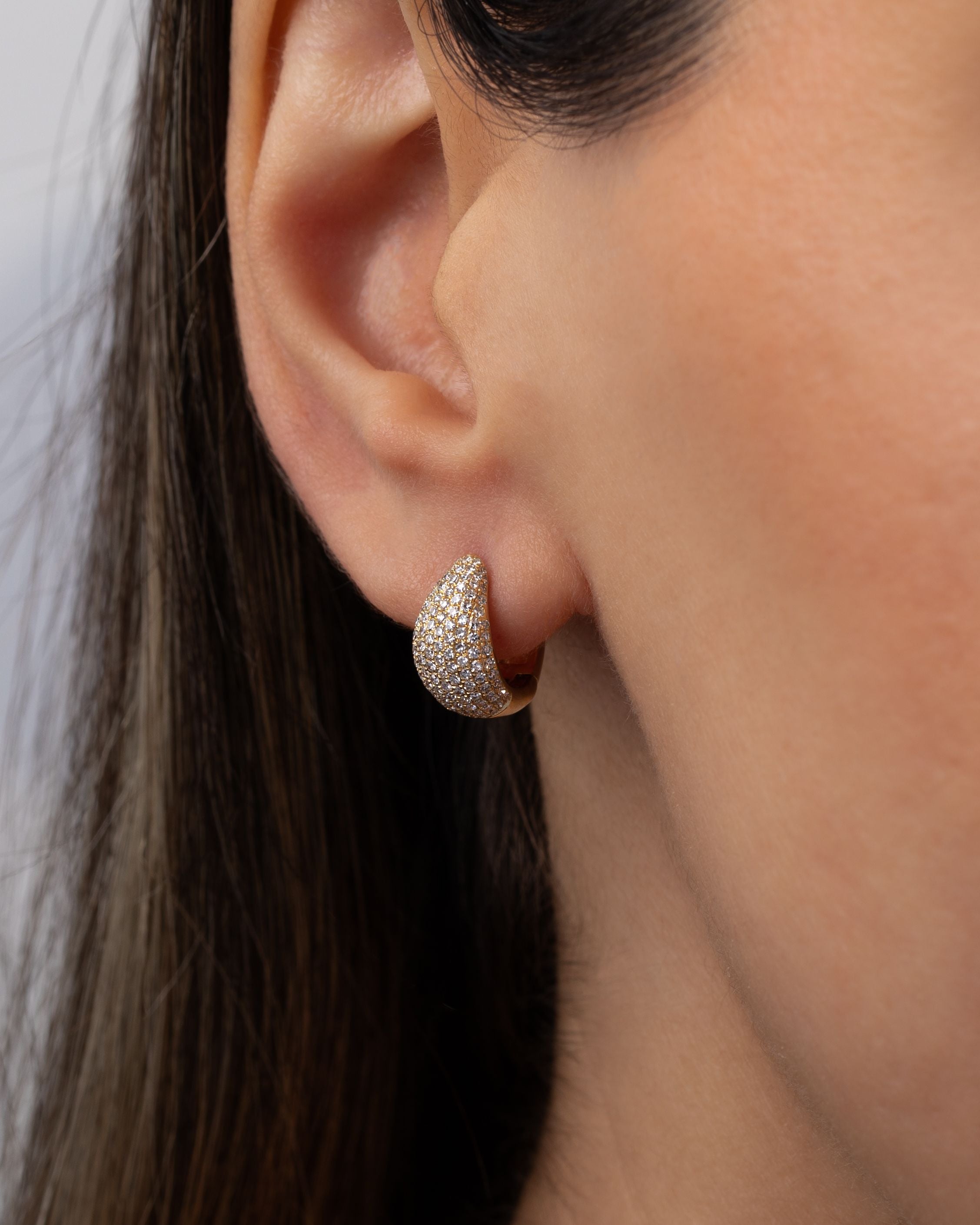 Diamond Pave Thick Dome Huggie Earrings SAMPLE SALE Zoe Lev Jewelry