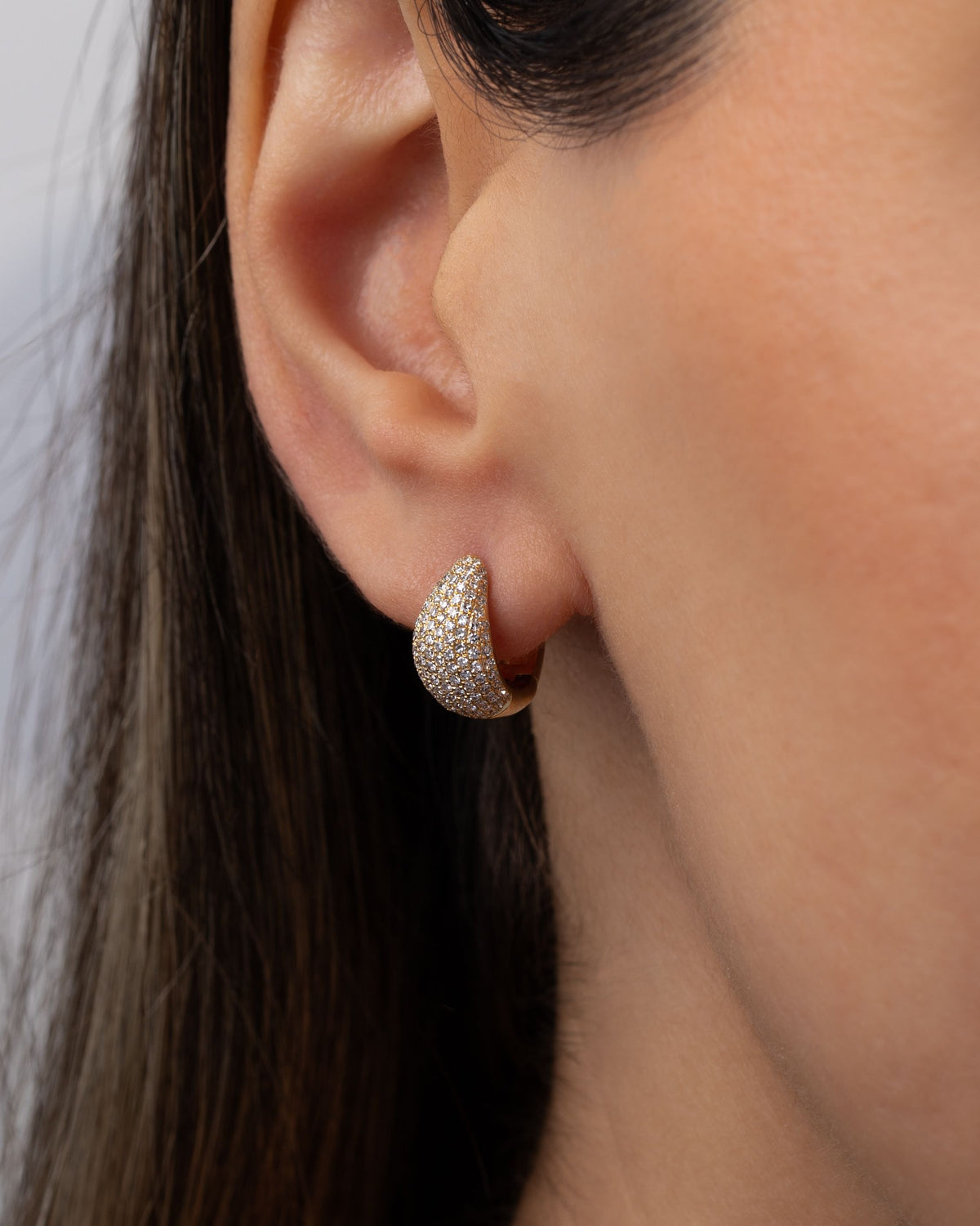 Diamond Pave Thick Dome Huggie Earrings