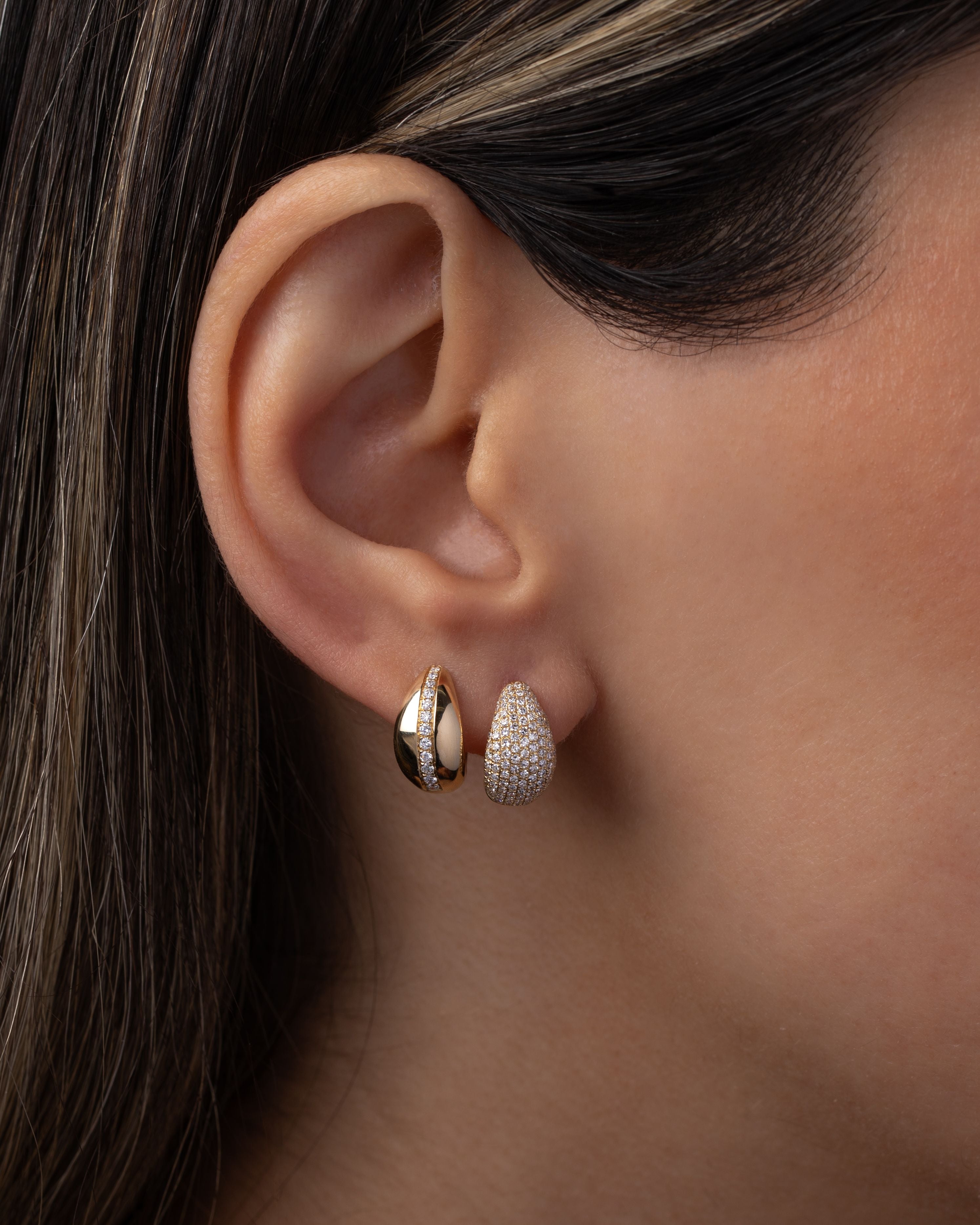 Diamond Pave Thick Dome Huggie Earrings SAMPLE SALE Zoe Lev Jewelry