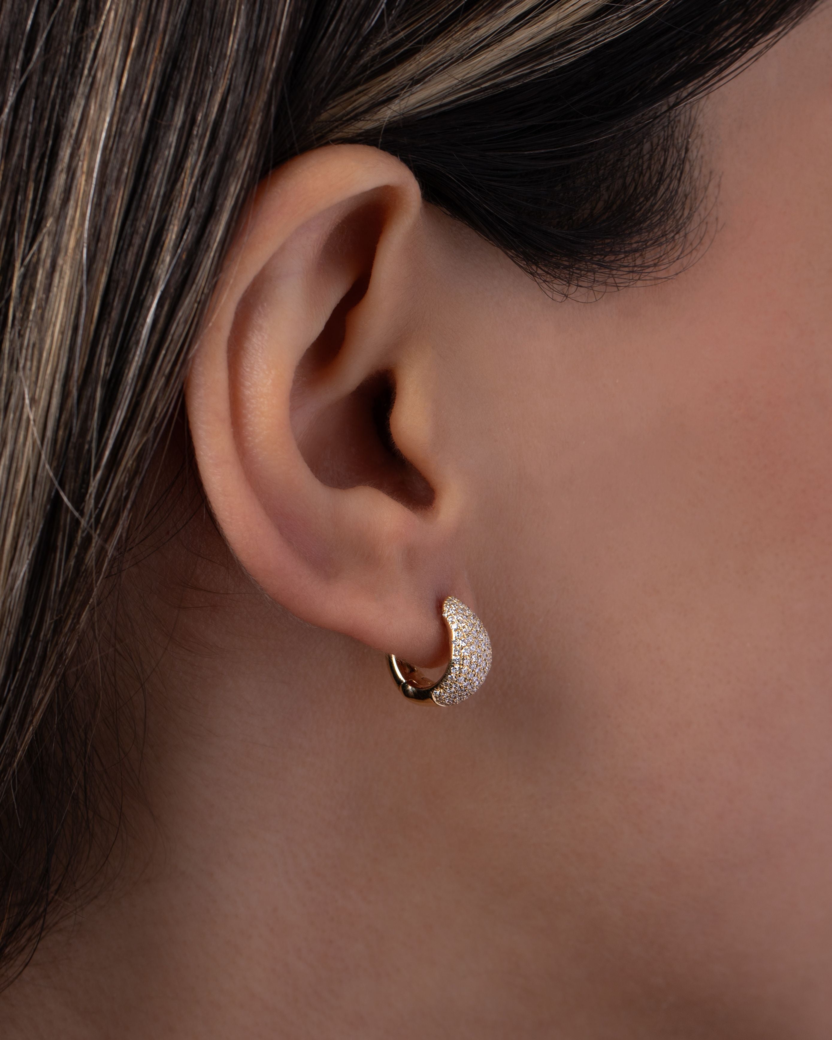 Diamond Pave Thick Dome Huggie Earrings SAMPLE SALE Zoe Lev Jewelry