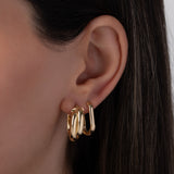 14K Gold Double Twist Oval Hoop Earrings Zoe Lev Jewelry