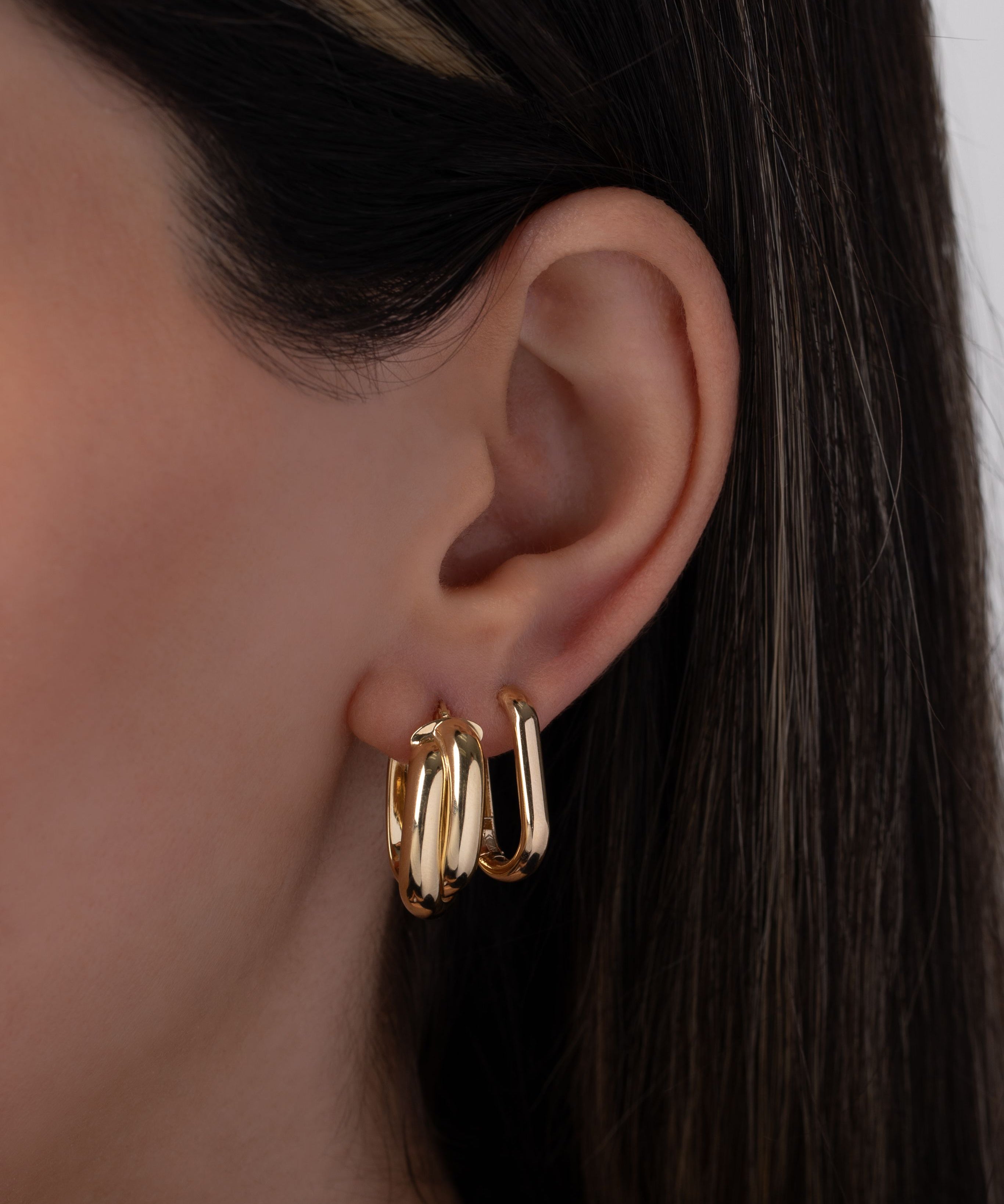 14K Gold Double Twist Oval Hoop Earrings Zoe Lev Jewelry