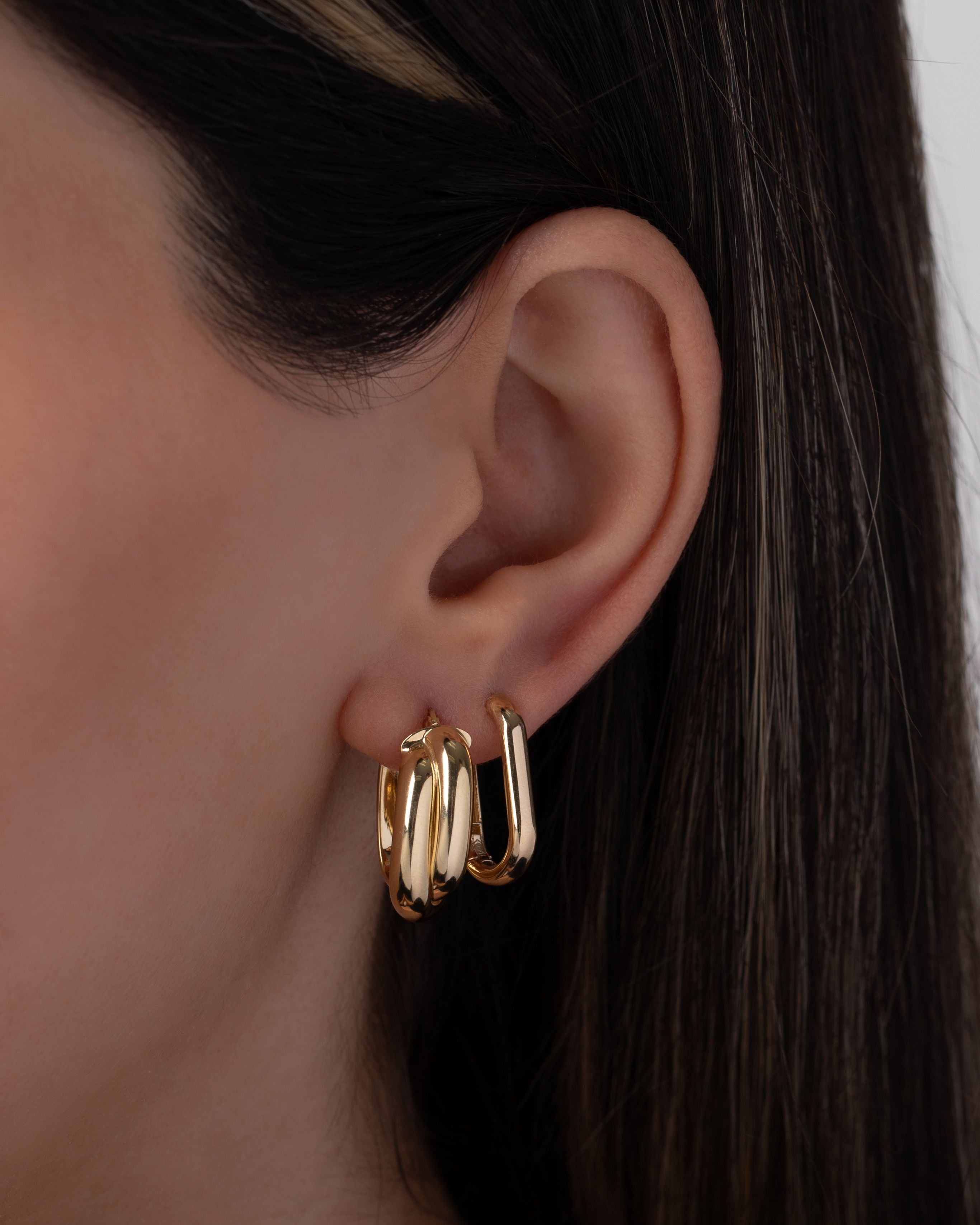14K Gold Double Twist Oval Hoop Earrings Zoe Lev Jewelry