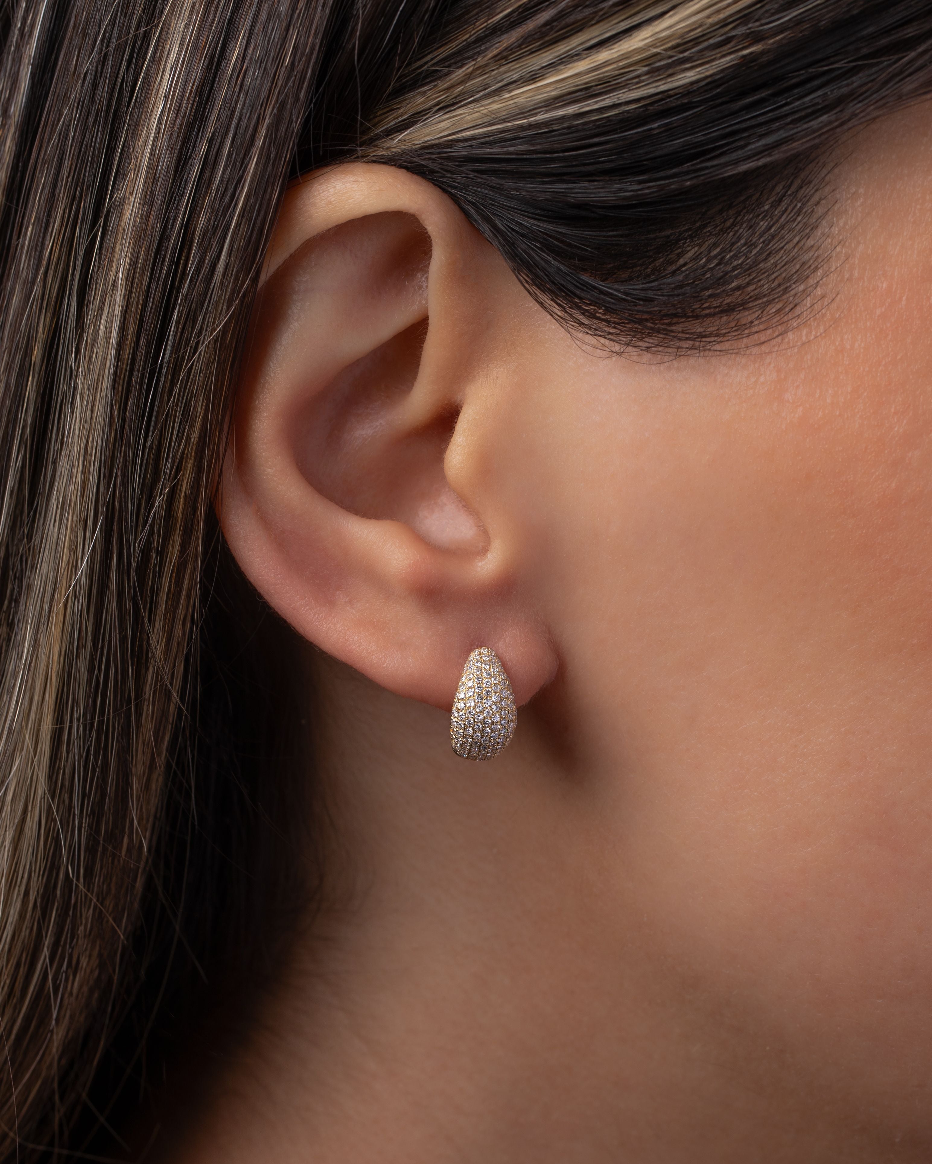Diamond Pave Thick Dome Huggie Earrings SAMPLE SALE Zoe Lev Jewelry