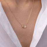 14K Gold Diamond Ribbed Evil Eye Necklace Zoe Lev Jewelry