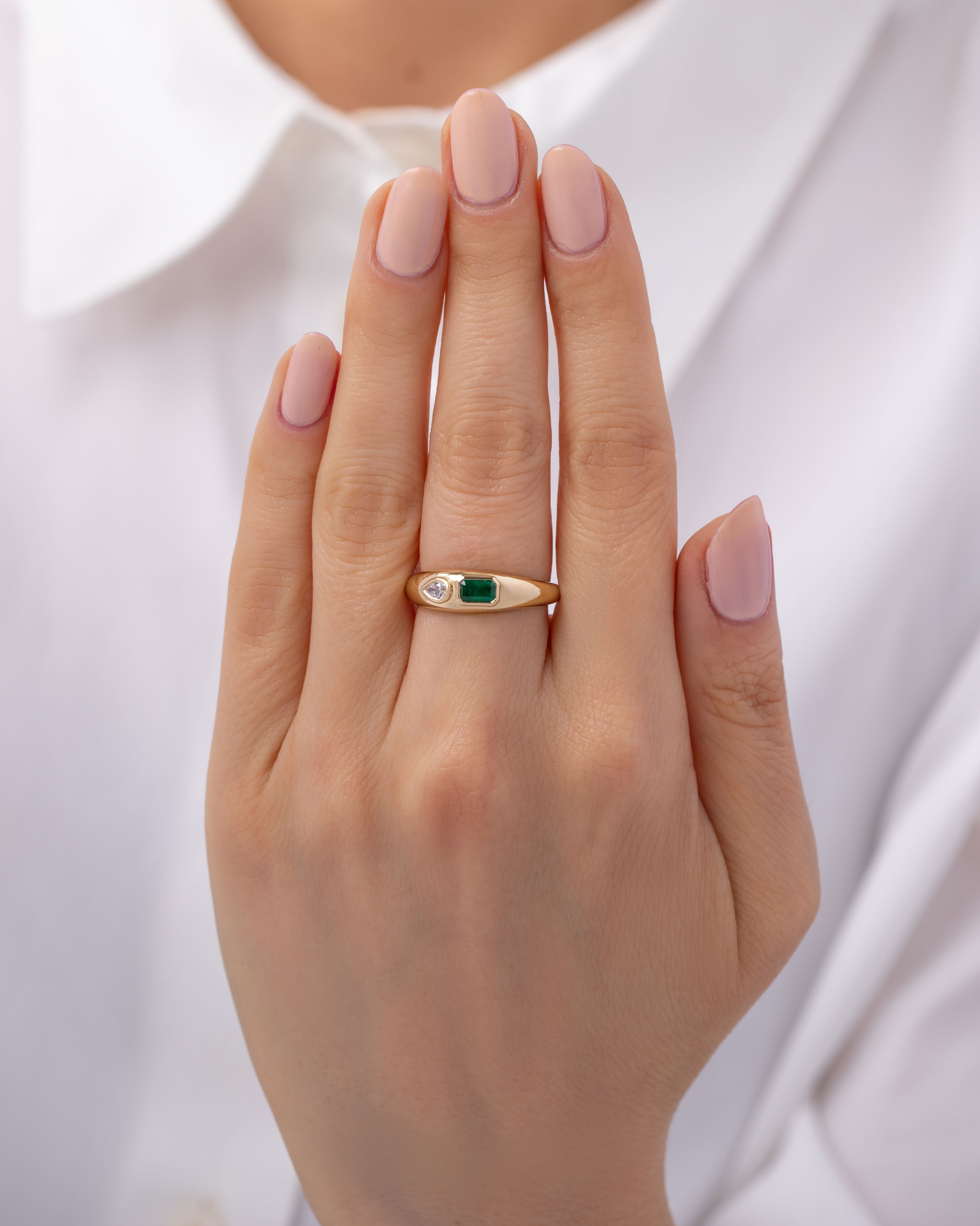 Birthstone and Diamond Dome Ring Personalized Zoe Lev Jewelry