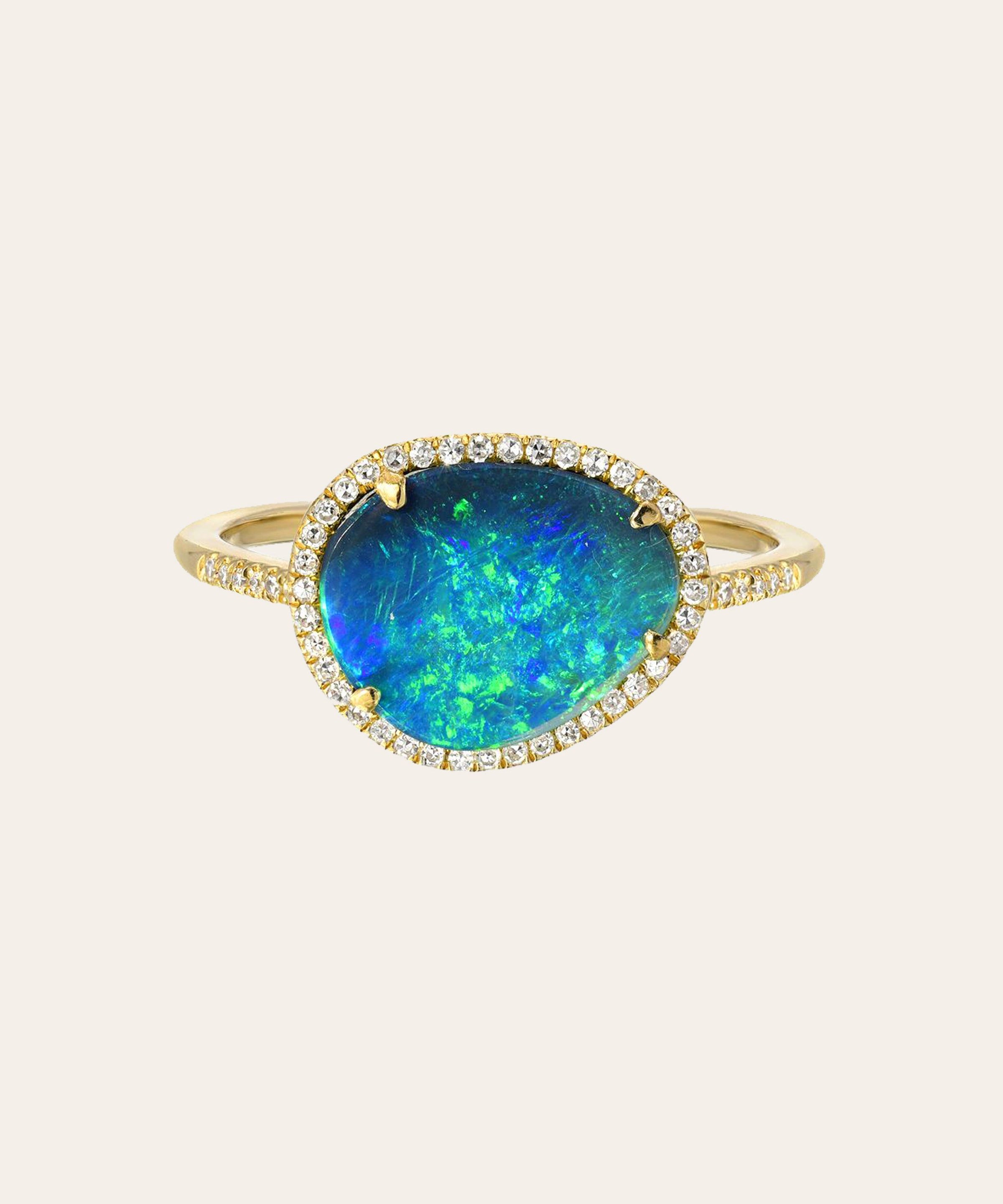Diamond Opal Ring Zoe Lev Jewelry