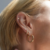 14k Gold Tiny Heart with Diamond Stud Earring Zoe Lev Jewelry