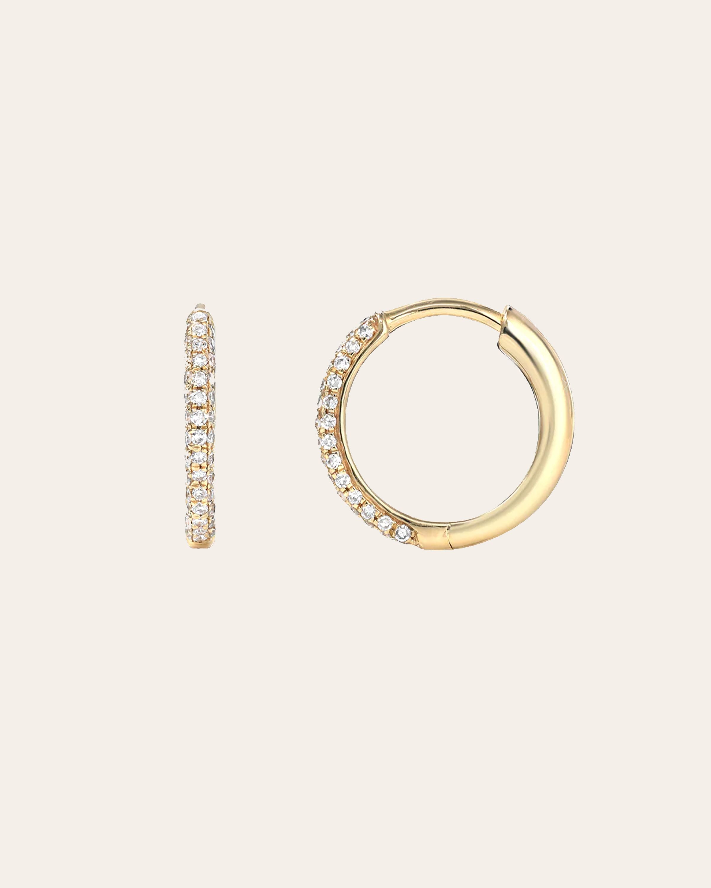 Bold Triple Row Diamond Huggie Earrings SAMPLE SALE Zoe Lev Jewelry