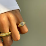 14k Lab Diamond Initial Fluted Signet Ring Personalized Zoe Lev Jewelry