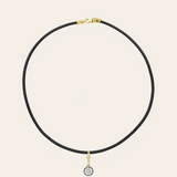 14K Leather Necklace With Black Rhodium Lab Diamond Personalized Zoe Lev Jewelry