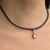 14K Leather Necklace With Black Rhodium Lab Diamond Personalized Zoe Lev Jewelry