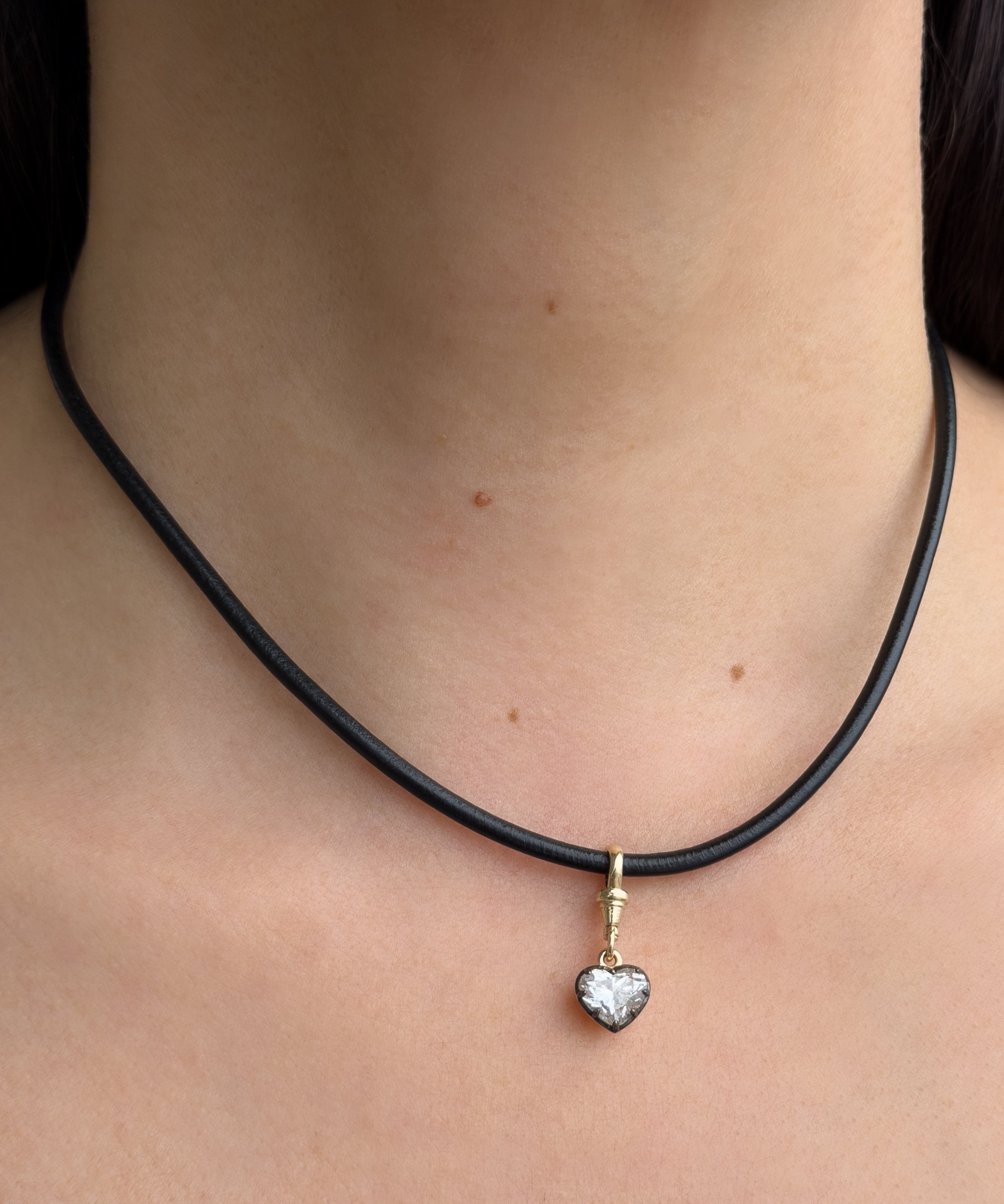14K Leather Necklace With Black Rhodium Lab Diamond Personalized Zoe Lev Jewelry