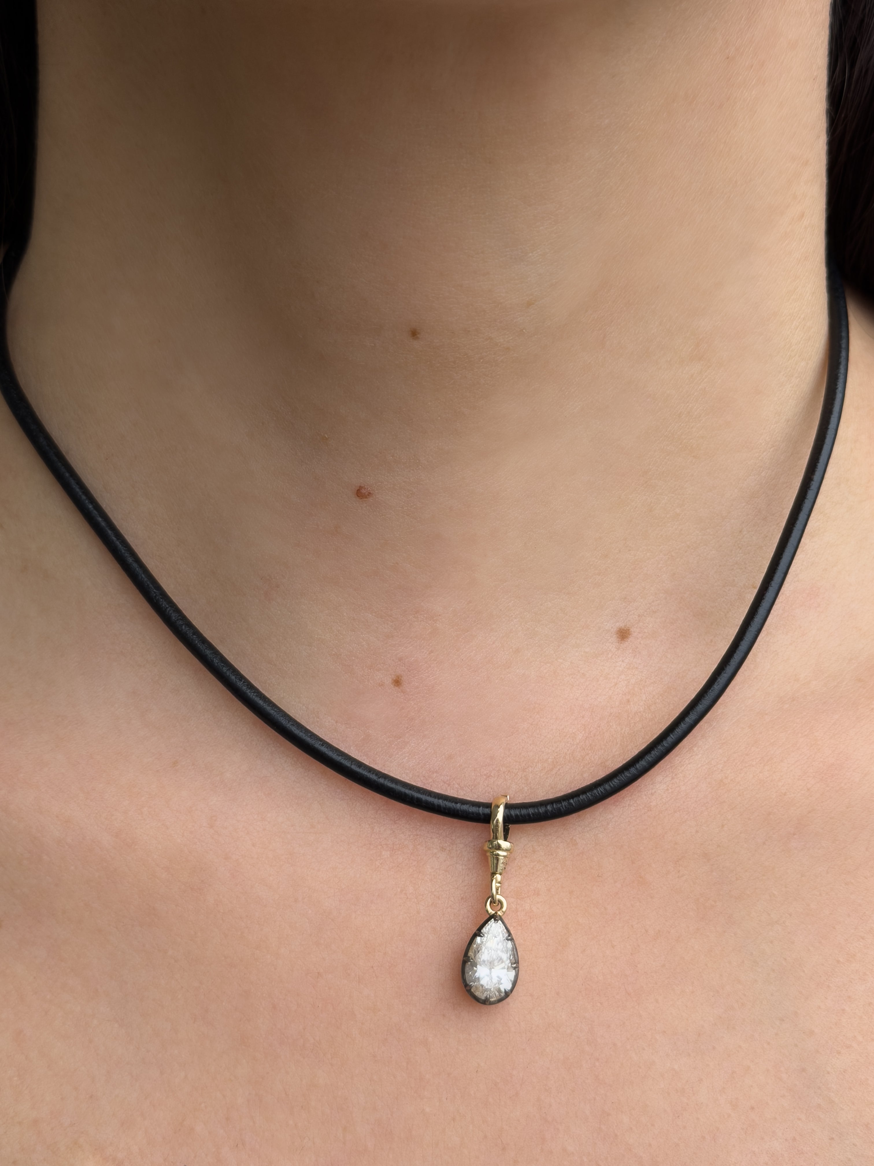 14k Lab Diamond Pear Black Rhodium Spinner Zoe Lev Jewelry