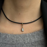 14K Leather Necklace With Black Rhodium Lab Diamond Personalized Zoe Lev Jewelry