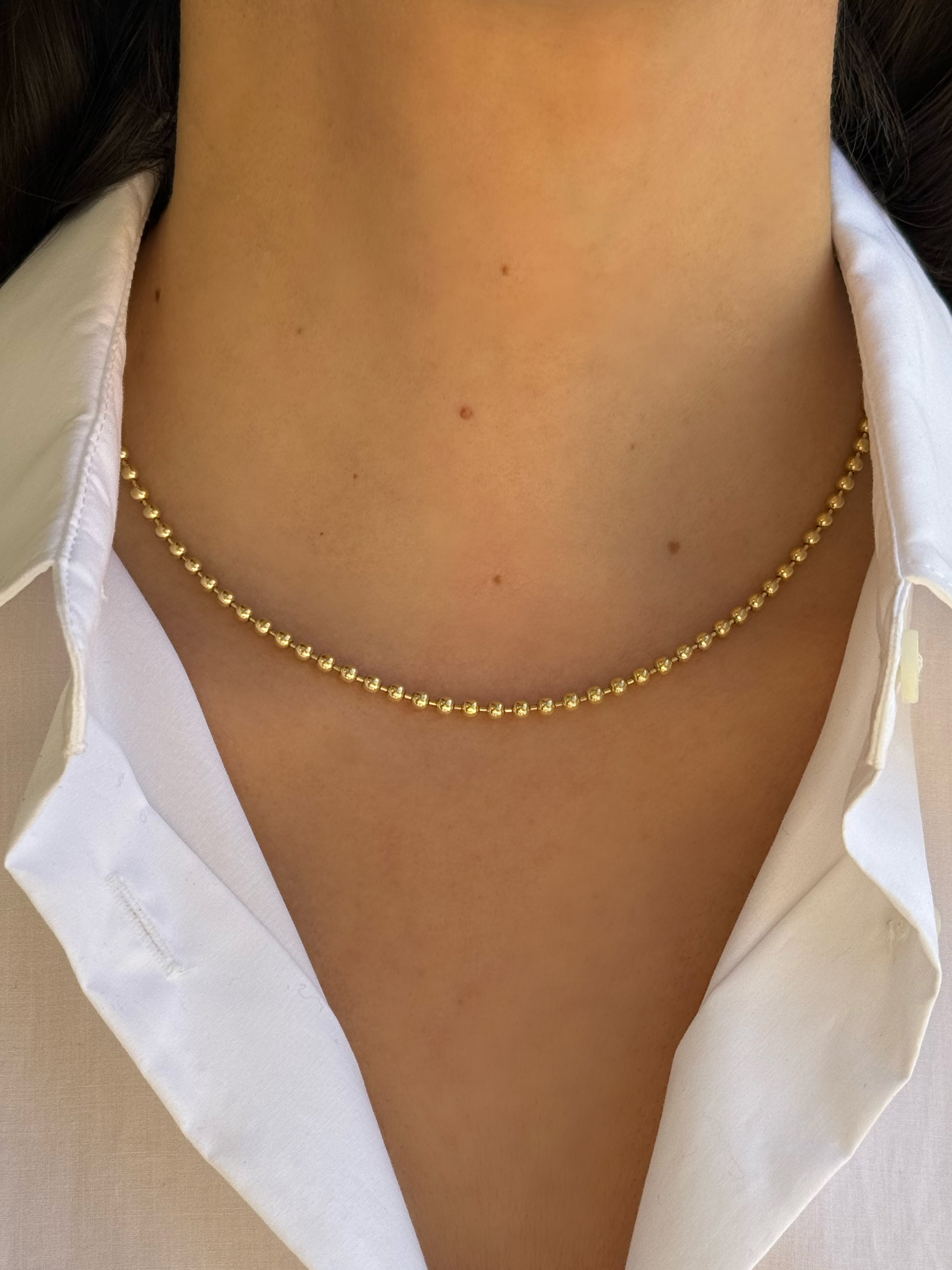 14K Gold Medium Ball Chain Chains Zoe Lev Jewelry