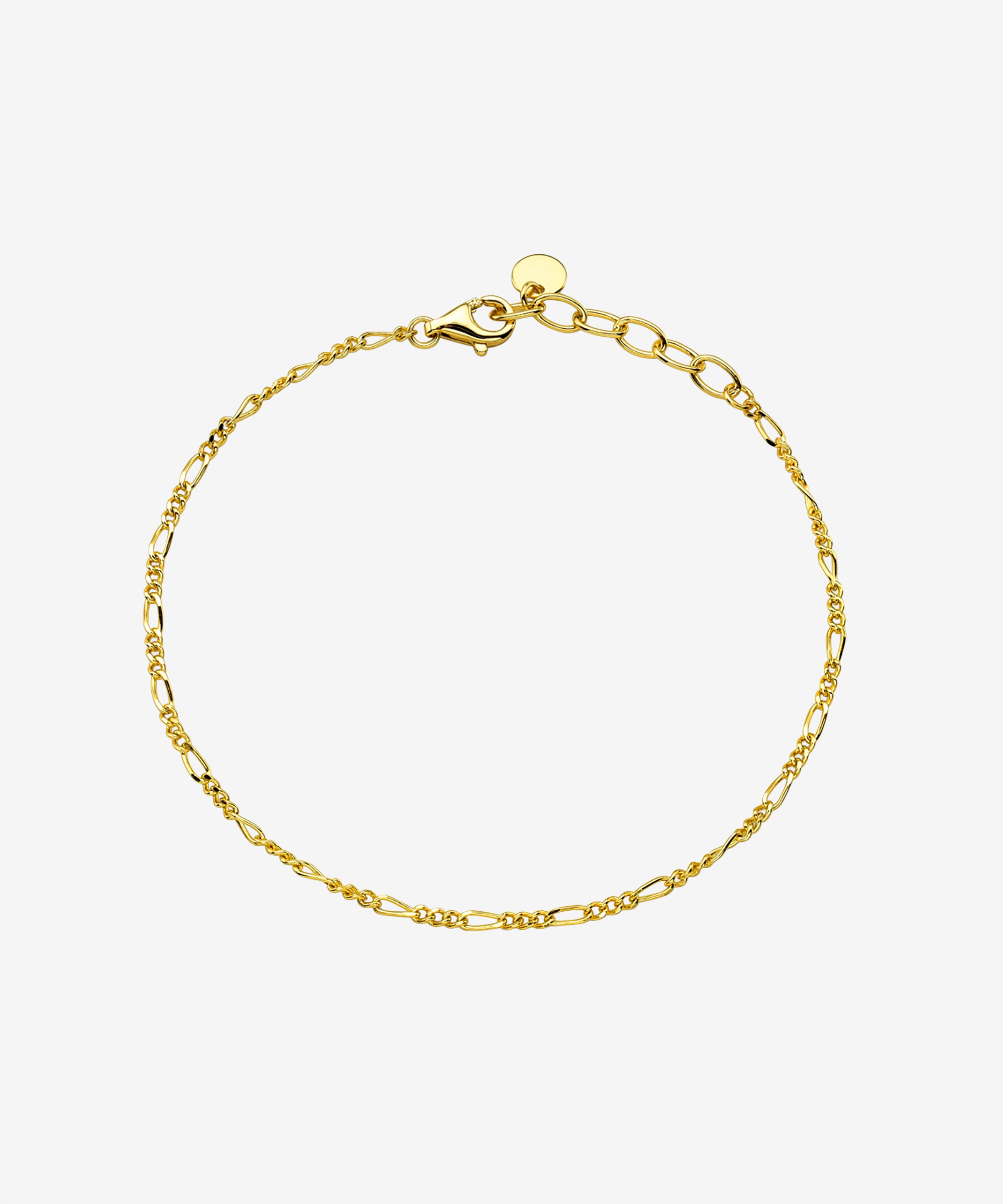 Mini Figaro Chain Bracelet Vermeil Zoe Lev Jewelry