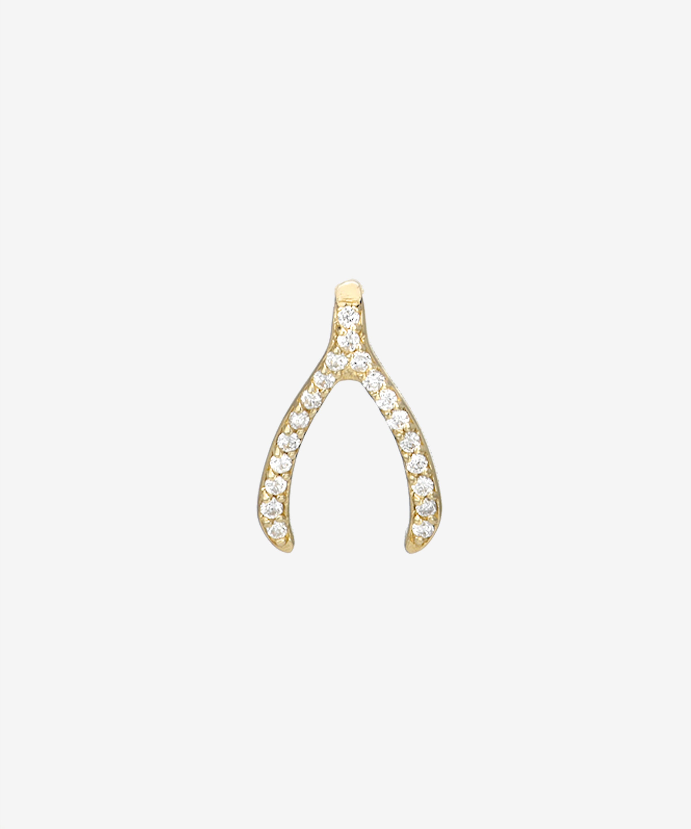 Mini Diamond Wishbone Pendant Zoe Lev Jewelry