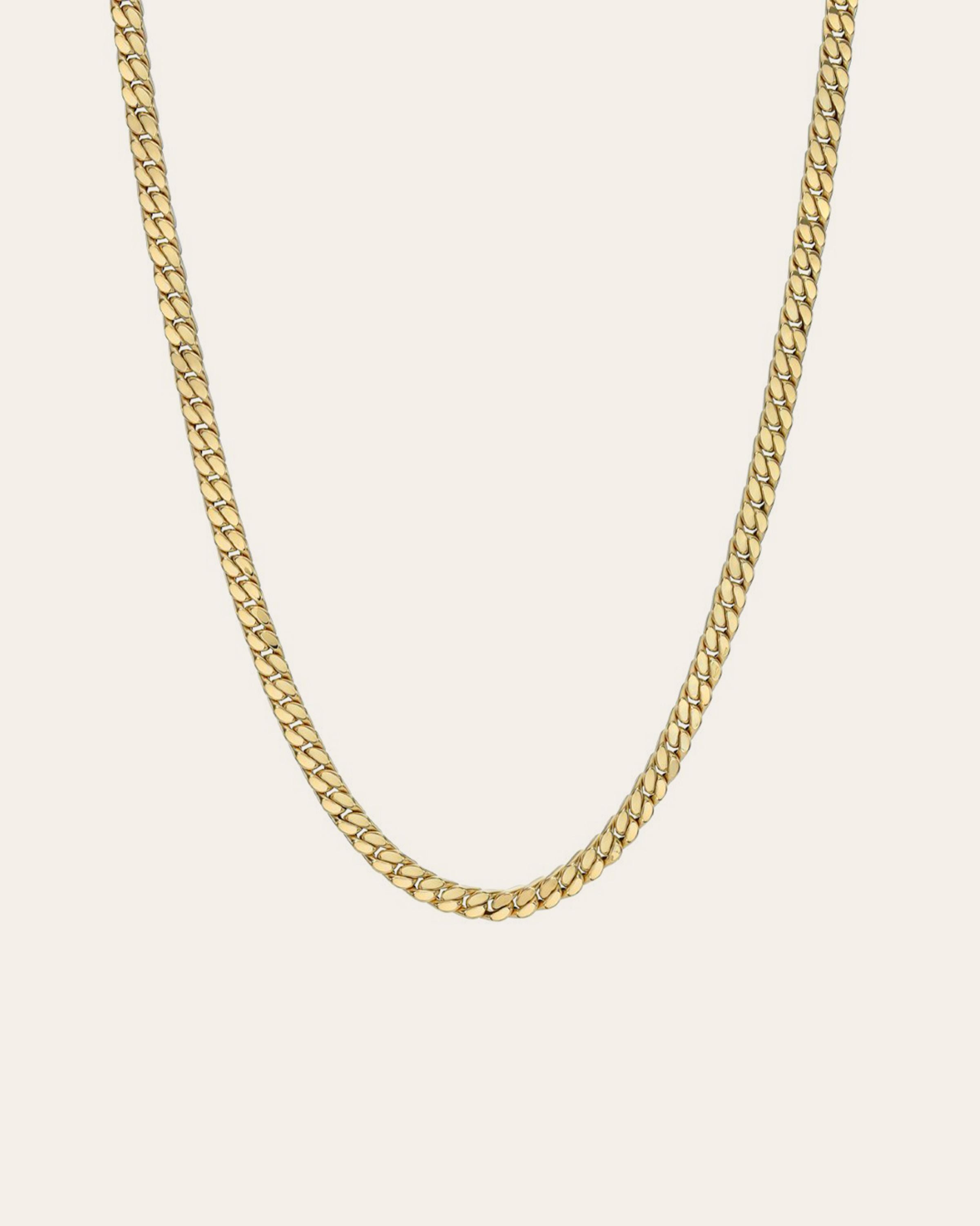 14K Gold Flat Curb Link Necklace Chains Zoe Lev Jewelry