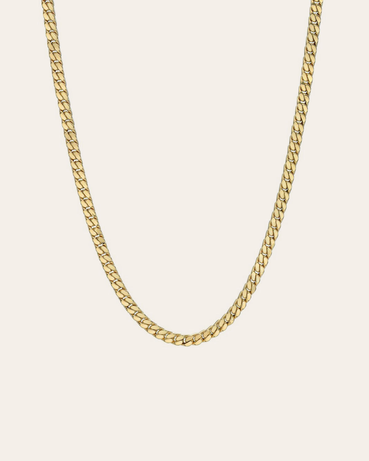 14K Gold Flat Curb Link Necklace