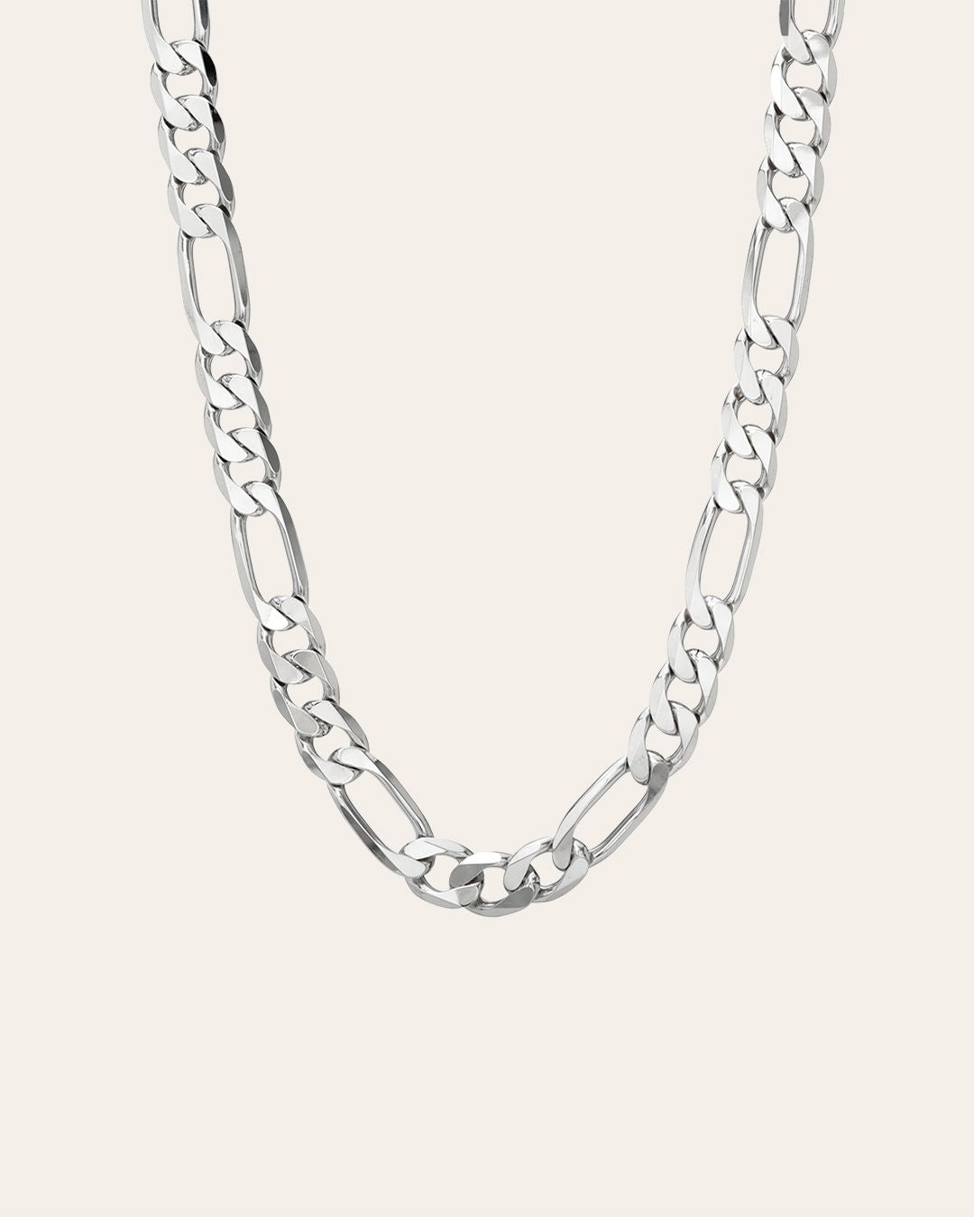 Sterling Silver Oversized Figaro Chain Necklace