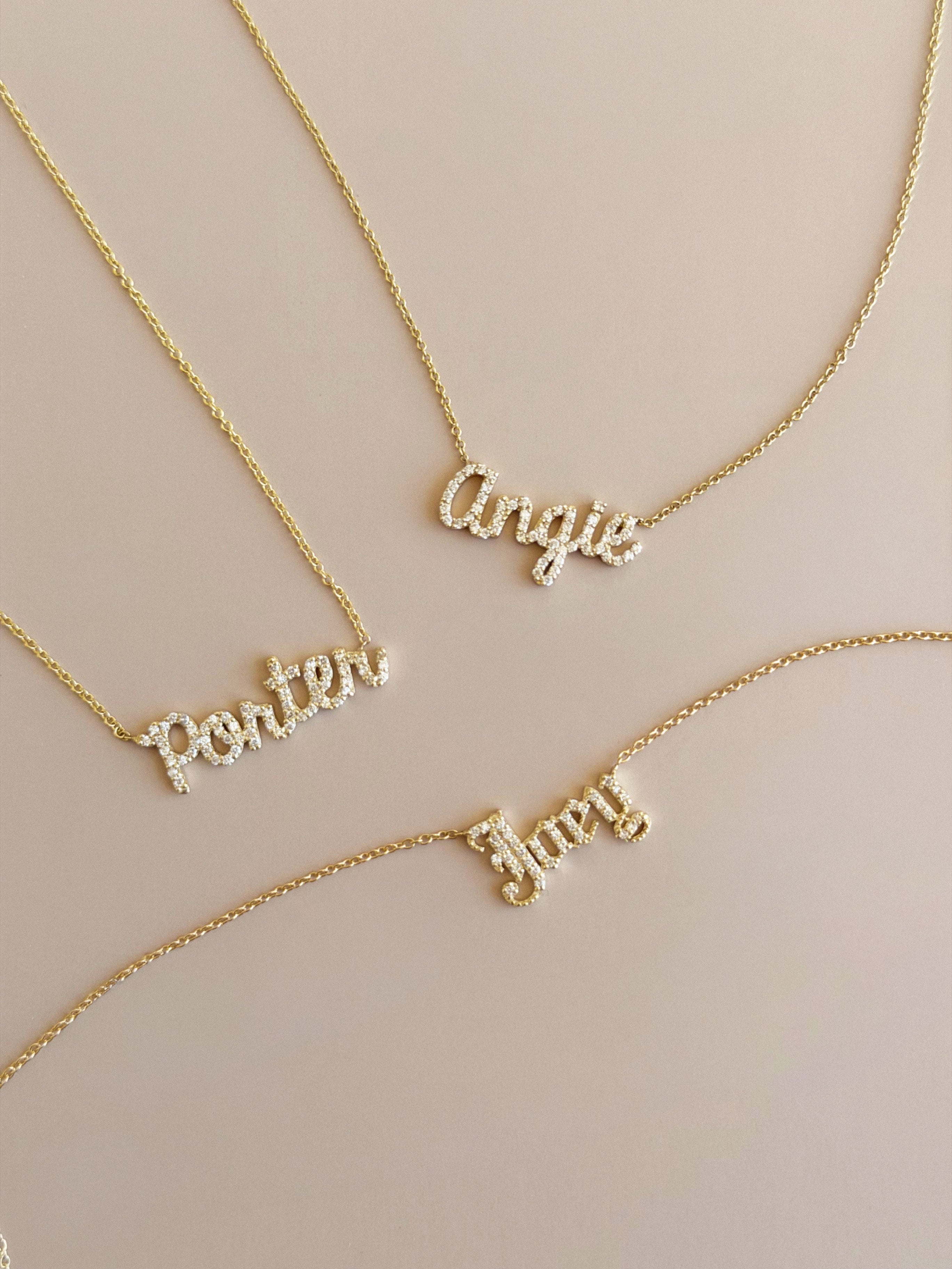 Diamond Name Necklace Personalized Zoe Lev Jewelry