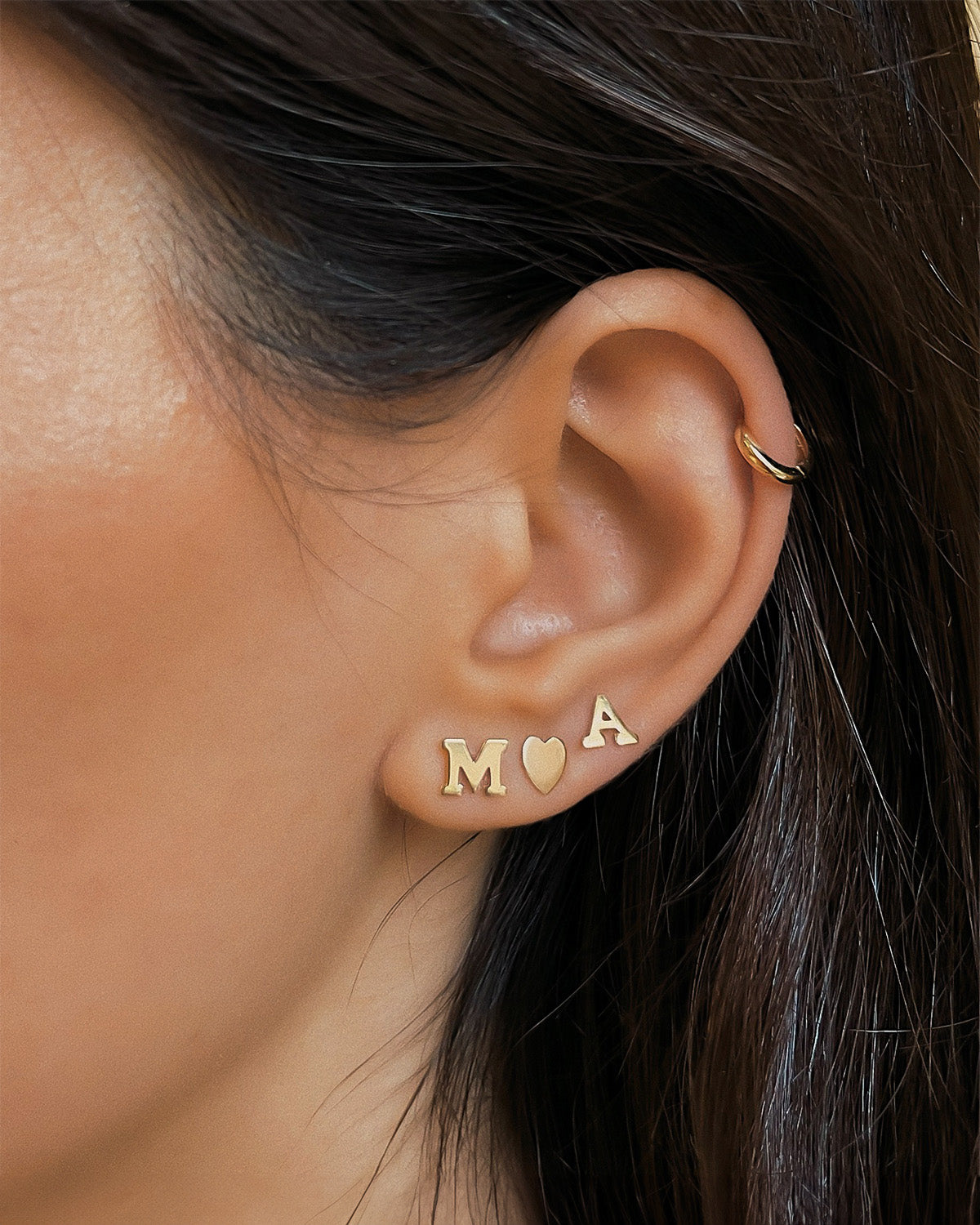14k Gold Initial Stud Earrings Personalized Zoe Lev Jewelry