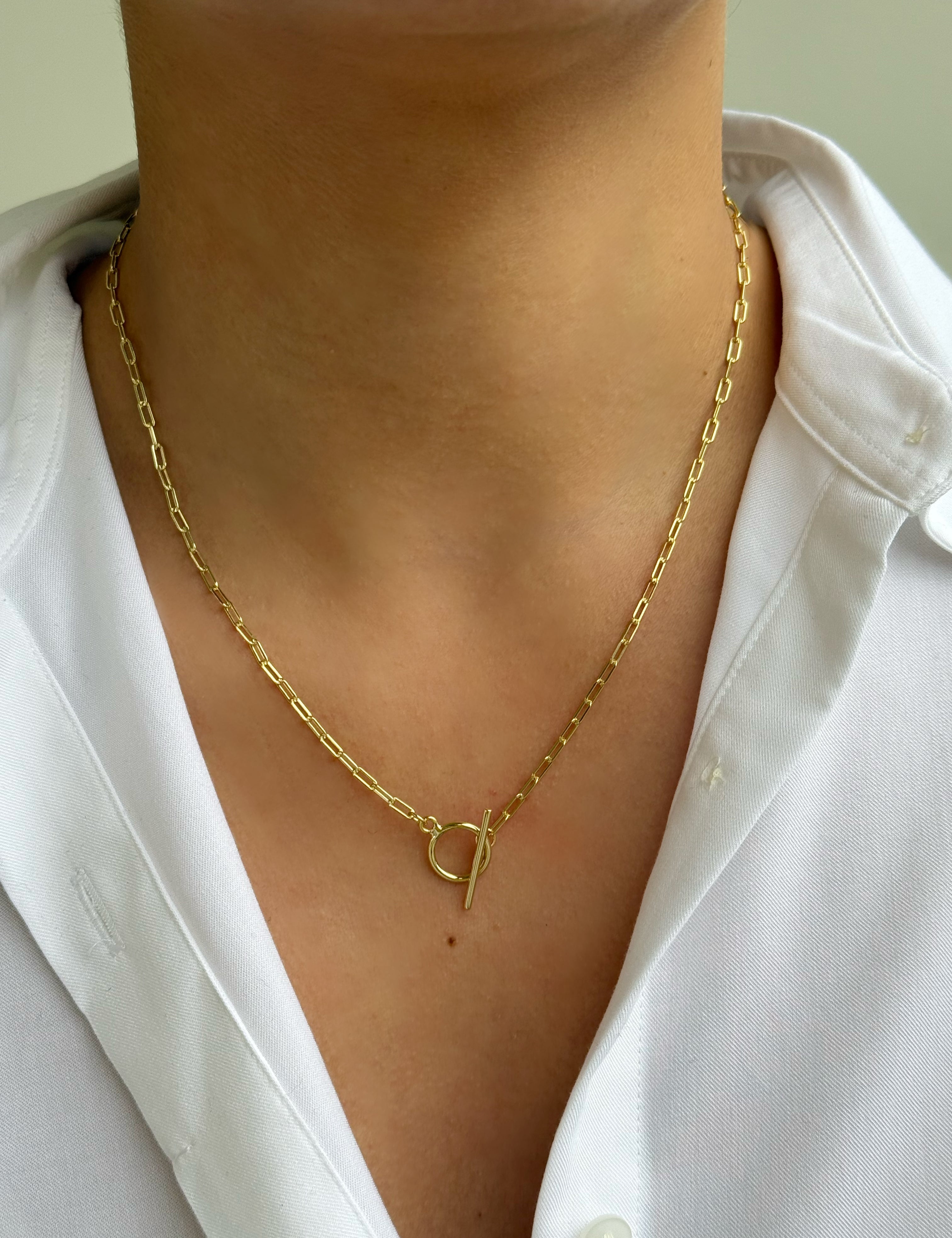 Open Link Toggle Necklace Vermeil Zoe Lev Jewelry