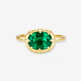 14k Gold Oval Lab Emerald Prong Ring Ring Zoe Lev Jewelry