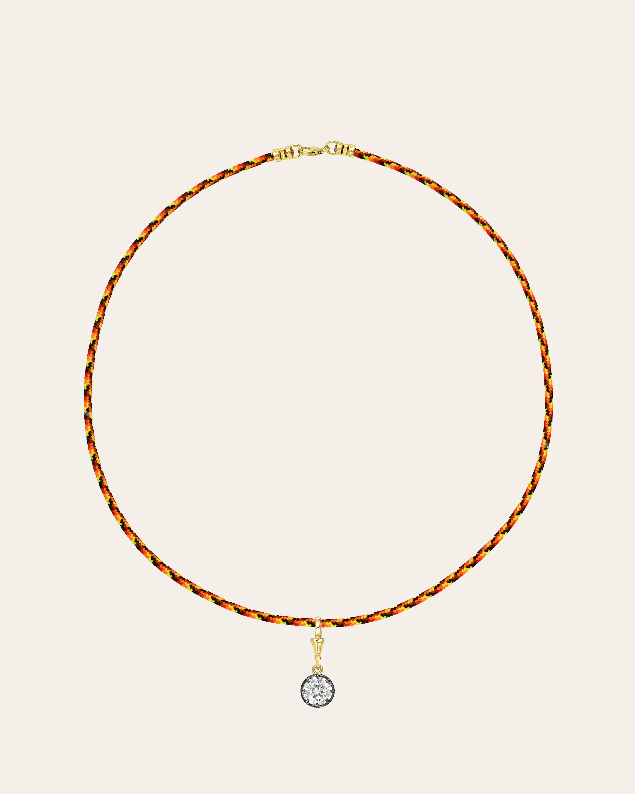 14K Paracord Necklace With Black Rhodium Lab Diamond Personalized Zoe Lev Jewelry