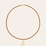 14K Paracord Necklace With Gothic Initial Personalized Zoe Lev Jewelry