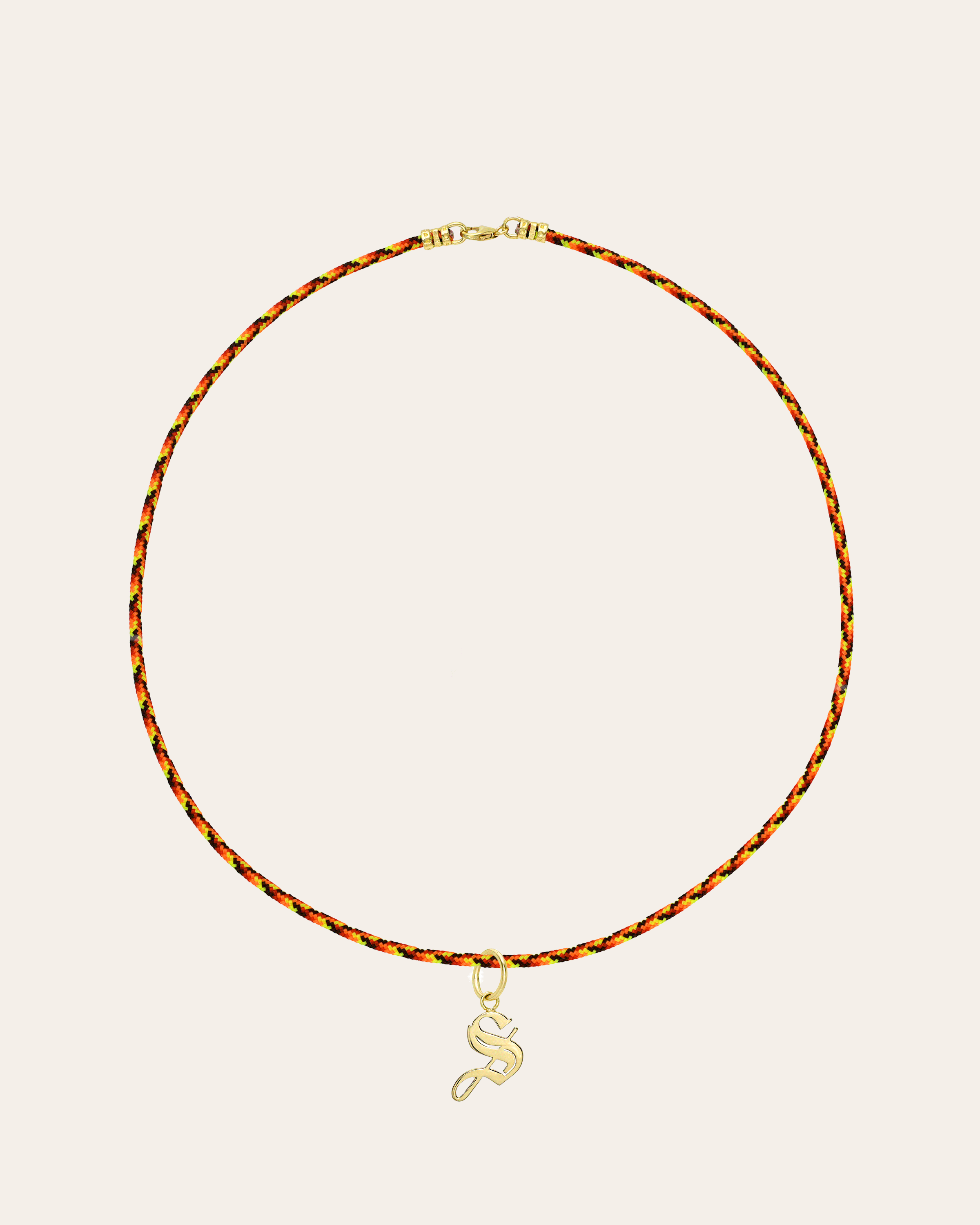 14K Paracord Necklace With Gothic Initial Personalized Zoe Lev Jewelry