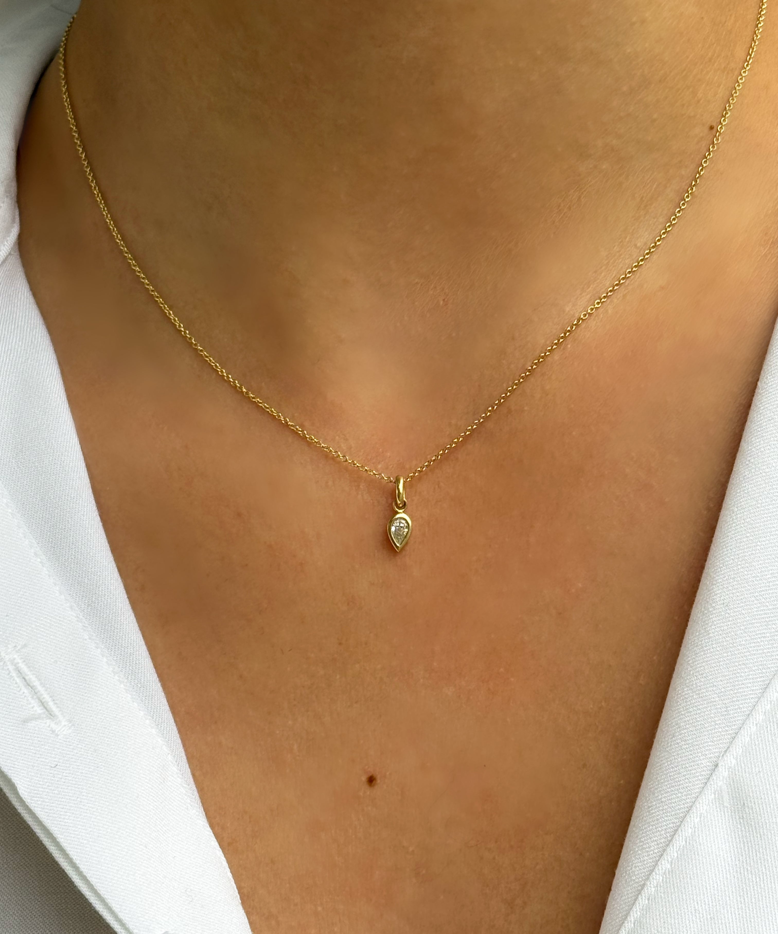 Pear Bezel Diamond Pendant Zoe Lev Jewelry