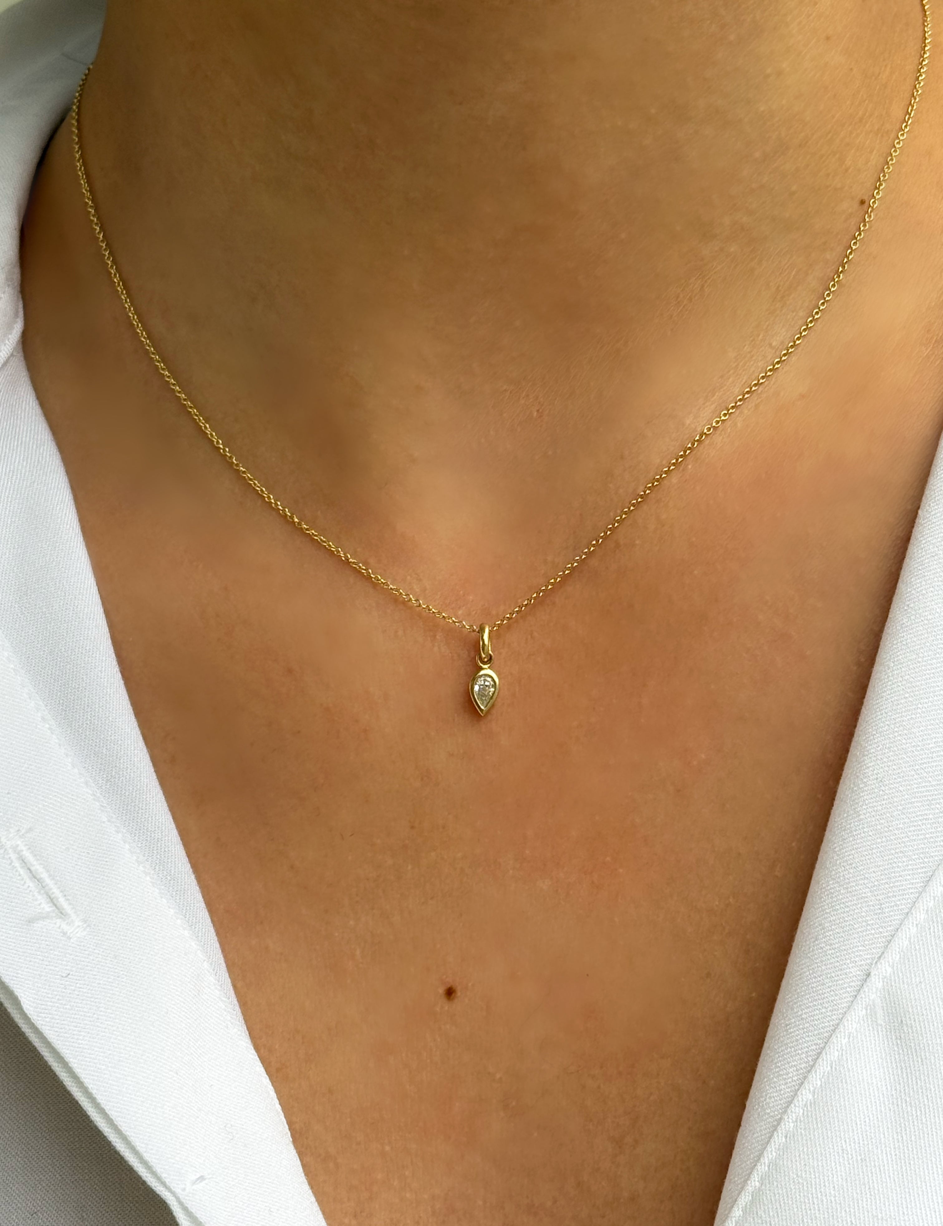 Pear Bezel Diamond Pendant Zoe Lev Jewelry
