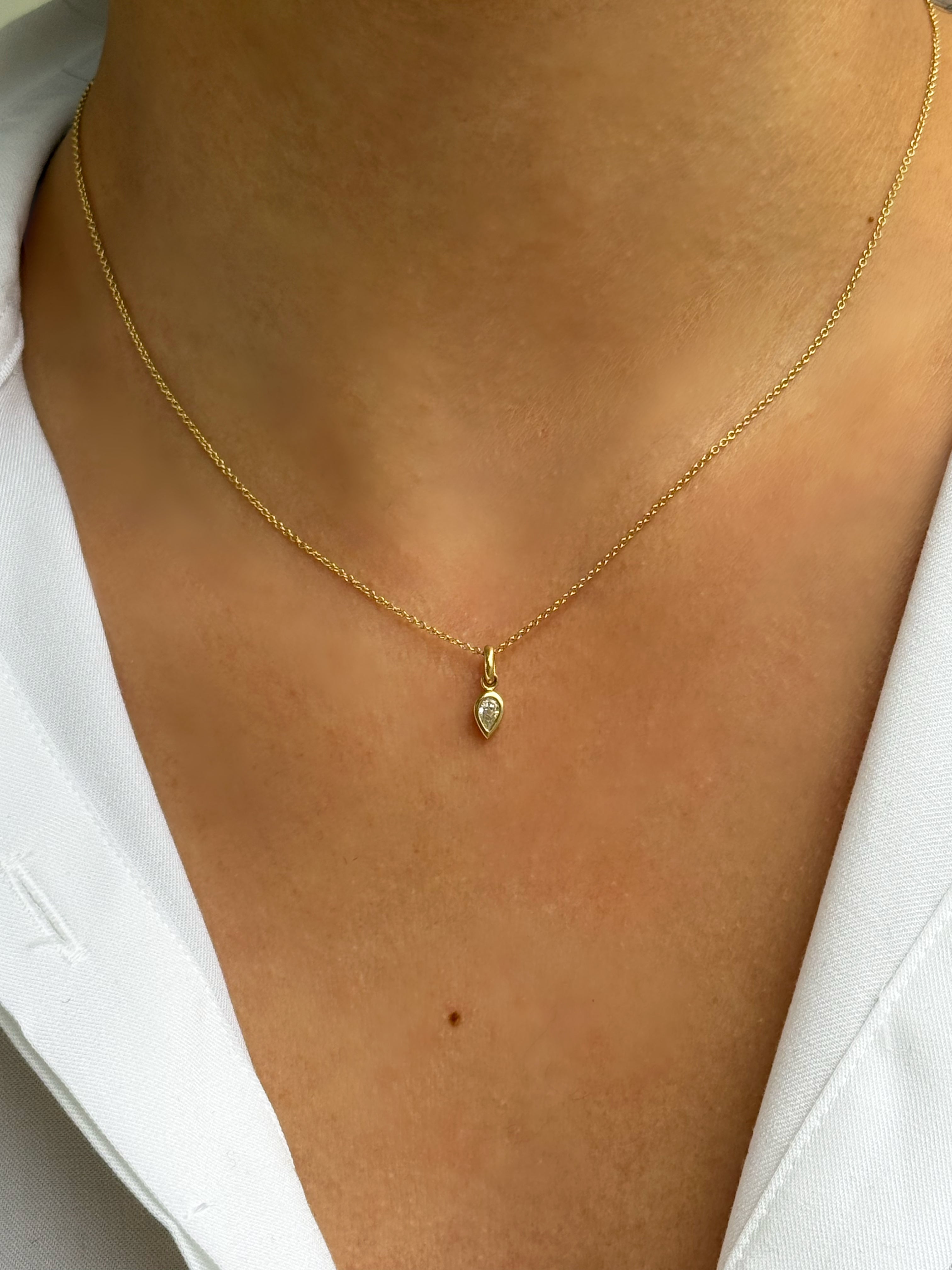 Pear Bezel Diamond Pendant Zoe Lev Jewelry