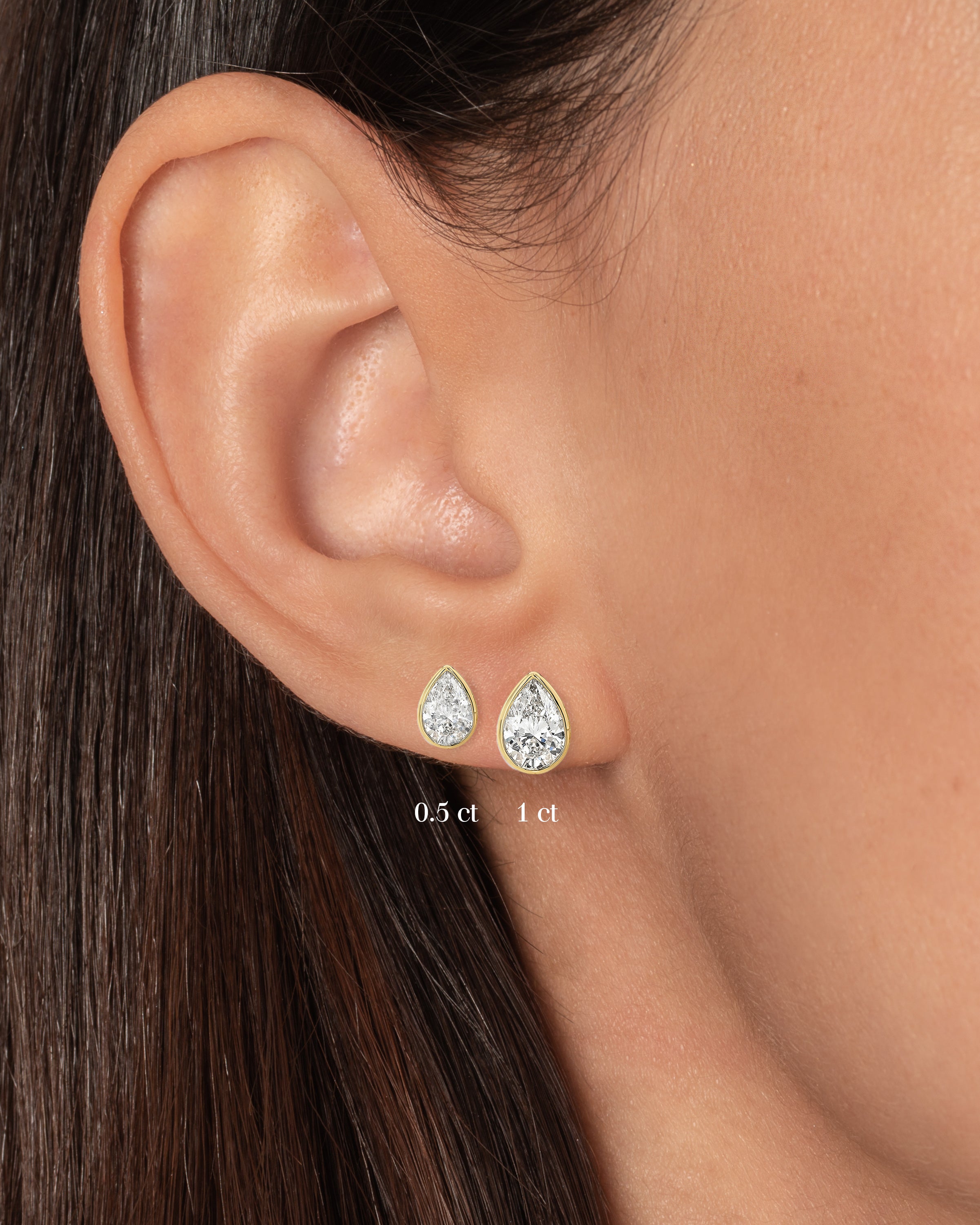 Lab Diamond Pear Bezel Stud Earrings Studs Zoe Lev Jewelry