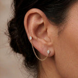14k 3 Prong Double Pear Diamond Chain Studs Studs Zoe Lev Jewelry