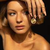 14k Gold Fluted Charm Disc Necklace Personalized Zoe Lev Jewelry